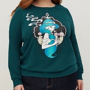 Torrid Disney Princess Jasmine Aladdin Sweatshirt Green 2X